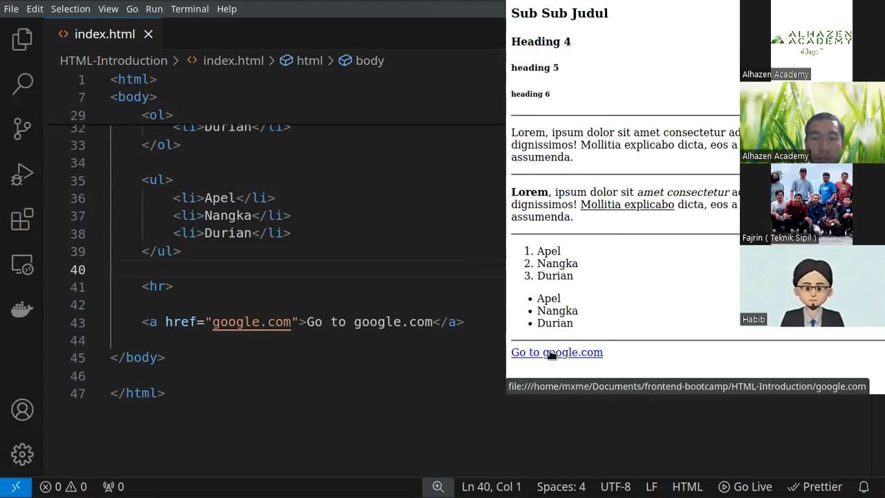 Belajar Front End via Zoom